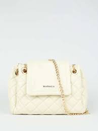 Baraca Textured Leather Sling Bag With Quilted White