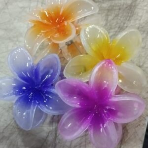 Medium Size Flower Hair Claw Clip Glossy Flower Hair Ornament For Women And Girls Pack Of 4 Color Multi