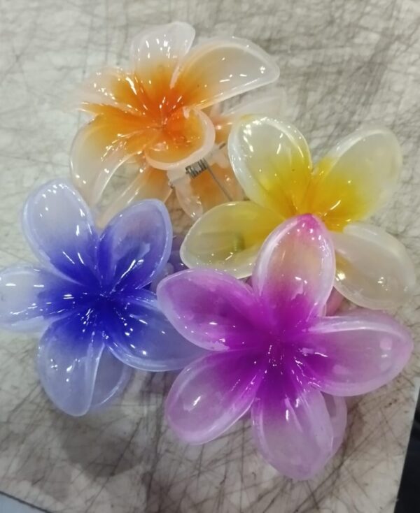 Medium Size Flower Hair Claw Clip Glossy Flower Hair Ornament For Women And Girls Pack Of 4 Color Multi