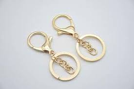 Golden Keychain Ring With Lobster Claw Clasp Pack Of 2