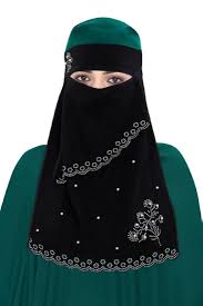 New Latest Simple Black Diamond Nackab Black For Women Pack Of 2