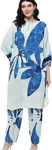 Biba Women Viscose Rayon Straight Printed Suit Set Size 38