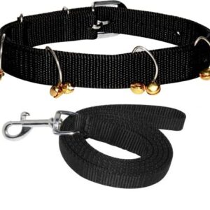 Dog Belt Combo Ghungroo Dog Collar Leash For Small Breeds Color Black