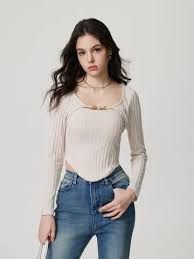 Savana Women Chain Top Cream Colour Size S