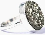 Unshaped Rock Silver Pyrite Geode Adjustable Ring For Men