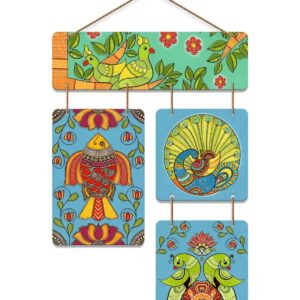Blue Green Madhubani Art Home Decorative Wall Hanging