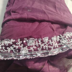 Wine Colour Saree With Unstitched Blouse Fabric For Women