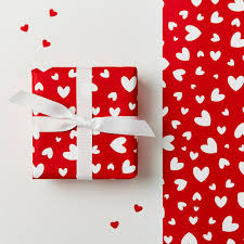 Red Colour Heart Printed Gift Paper 19 X 29 5 Sheets