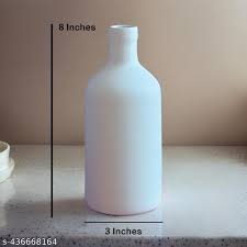Home Glow Ceramic Bottle Vase White Color Smooth Surface Glossy Finish