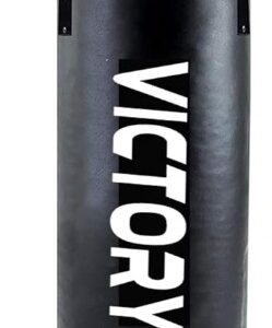 Victory Heavy Synthetic Leather Boxing Punching Bag Black With Chain 3 Feet