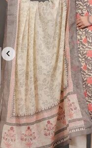 Aramya Cotton Voile Floral Beige Dupatta