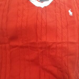 Polo Wool MenS V Neck Heathered Sweater Red Color Size S