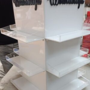 Plastic White Nail Polish Revolving Stand