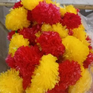 DTone 10 Pcs Artificial Marigold Garland Mala Flower Genda Phool Long For Decoration