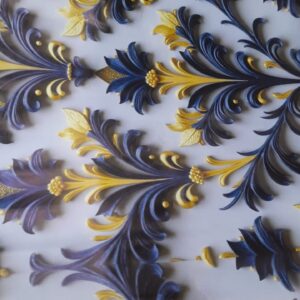 Printed Wall Paper Pack Of 3 Blue 1 Mtr