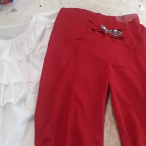Classic Fabulous Women Top Bottom Sets White Top And Red Bottom Size 38