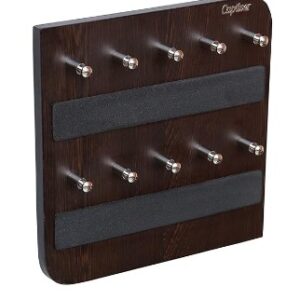 Wooden Wall Hanging Key Holder Round Corner 10 Hooks Wenge