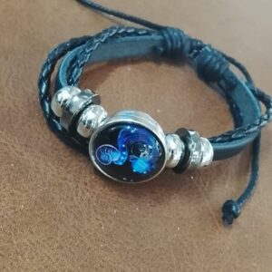 Vintage Zodiac Constellation Bracelets Black Leather