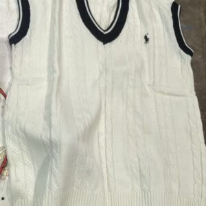 Polo Ralph Lauren MenS CableKnit Sleeveless Jumper Size Xl White And Black Color