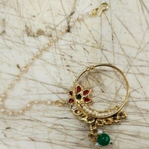 Charming Treasures Traditional Pearl Chain Nose Ring Nath Nathiya Nathni For Women And Girls