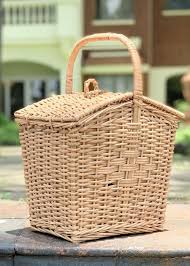 Handcrafted Wicker Picnic Basket With Handle Size 1599 Inches