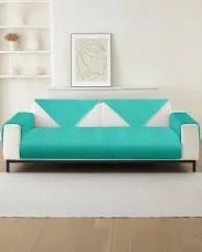 Cortina 6 Pcs Turquoise Blue Non Slip Three Seater Sofa Covers