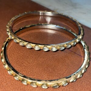 Set of two openable round kundan kadas