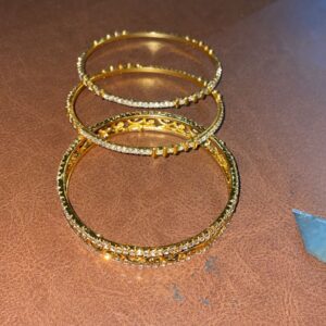 SGA MICRO GOLD AMERICAN DIAMOND BRASS BANGLE SET