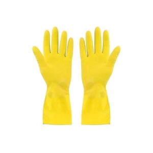 Go Green Yellow colour Latex Rubber Dishwashing Gloves Cleaning Gloves Size L