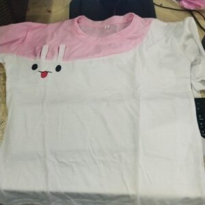 Women Pink And White cOLOUR T Shirt Size M