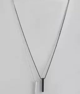 Men Stainless Steel Rhodium Plated Bar Pendants