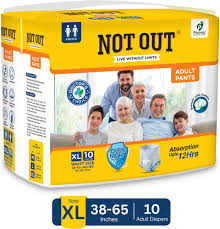 Not Out Overnight Protection With 3D Core Odour Control Up To 12Hour Absorption Adult Diapers Xl 10 Pieces
