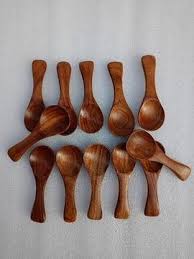 Khushab Decor Mini Spoon Brown Disposable Wooden Measuring Spoon Set Pack Of 12
