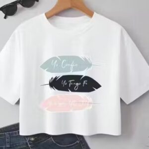 Women Crop Top Feather Design Size S