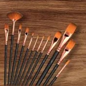 Synthetic Paint Brushes Set 12 Pieces Rose Gold And Black