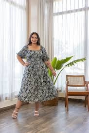 Woman Floral Fit And Flare Dress Xxl