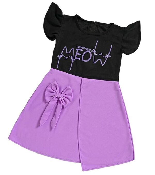 Baby GirlS Sweet Stylish Pure Cotton Trendy Dresses With Meow Print Top And Skirt Set