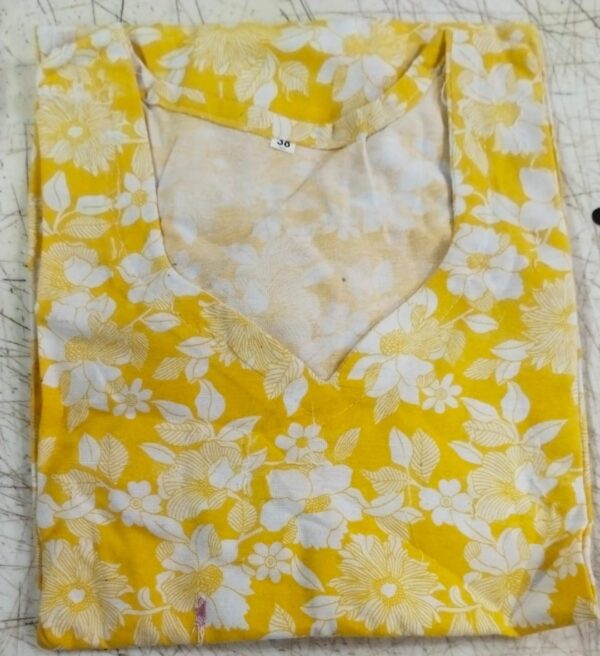 Women Yellow Printed Colour Kurti Size M