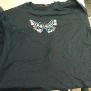 Men Black Printed Colour Butterfly Mention T Shirt Size Xxl