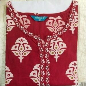 Women Red Printed Colour Long Kurti Size M