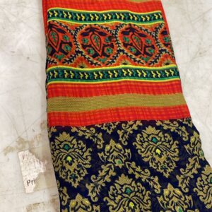 Paisley Floral Print Geometric Print Daily Wear Georgette Saree Blue Orange