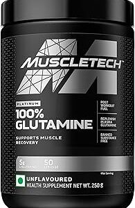 Muscletech Glutamine | Muscletech Platinum 100 Glutamine | Post Workout Recovery Drink LGlutamine Powder Recovery 250 Grams