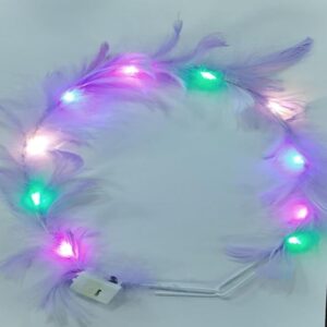 Party Crave Feather Crown Tiara Light Up Headbands Led Feather Hairband With 3 Flashing For Kids & Adults