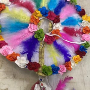 Brij Sugandha Colorful Feather Poshak Holi Special Laddu Gopal Net Fabric Frill Designer Store 7 NoPoint White & Red