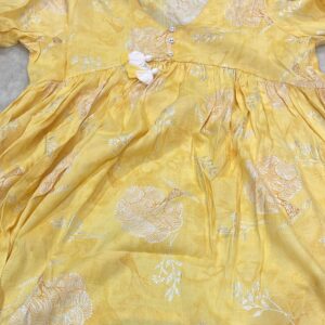 Floral Print Bell Sleeve Fit & Flare Dress Yellow Colour Size Large