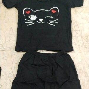 Kids Boys Black Printed Colour T Shirt With Shorts Size 23 Yrs