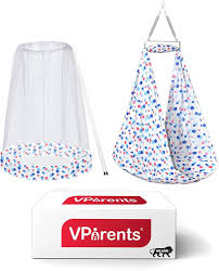 Private Label VParents Cherub Baby Swing Cradle with Mosquito Net and Spring missing white