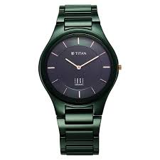 Titan Edge 1696QAA Ceramic Quartz in Glossy Green Dial Watch for Men