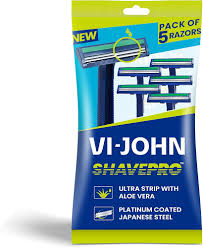 Vijohn shavepro twin blade shaving razors with lubricating aloe vera strip 5pcs for men