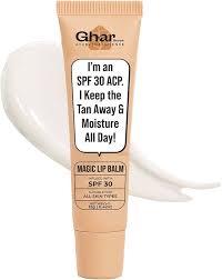 Ghar Soap Brightening Magic Lip Balm with SPF 30 For Dark Pigmented Dry Flaky Lip Lip Balm for Glossy Buttery Soft Pink Lips For Women Men 12 gm